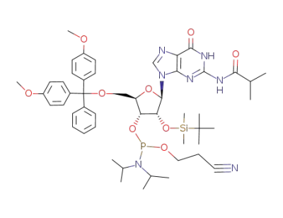 N2-isobutyryl-5'-O-(4,4'-dimethoxytrityl)-2'-O-tertbutyl(dimethylsilyl)guanine-3'-O-[O-(2-cyanoethyl)-N,N-(diisopropyl)]phosphoramidite