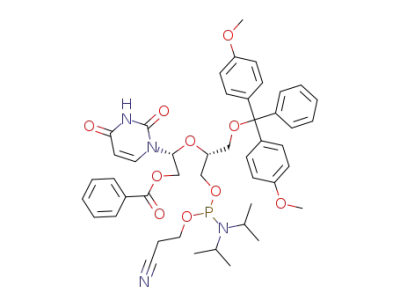 2'-O-benzoyl-3'-O-(2-cyanoethoxy(diisopropylamino)phosphino)-5'-O-(4,4'-dimethoxytrityl)-2',3'-secouridine